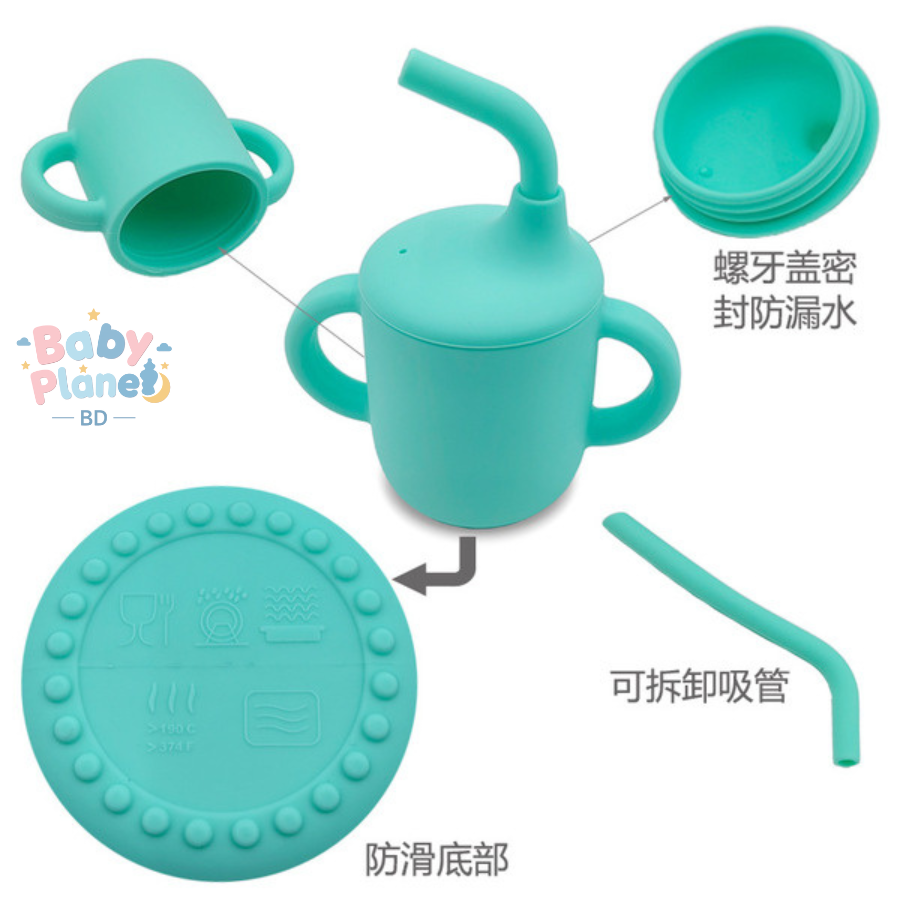 Imported Baby Straw Learning Cup – Two Handle Silicone Drinking Cup